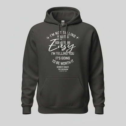 I'm Not Telling Custom Sobriety Date Recovery Hoodie side view (view 16)