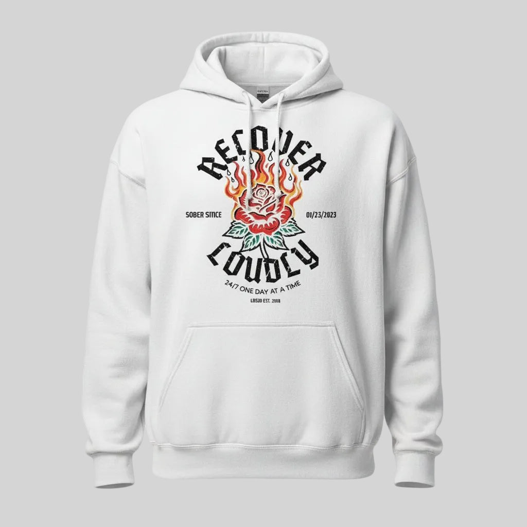Recovery Hoodie | Recover Loudly Custom Sobriety Date Unisex Hoodie