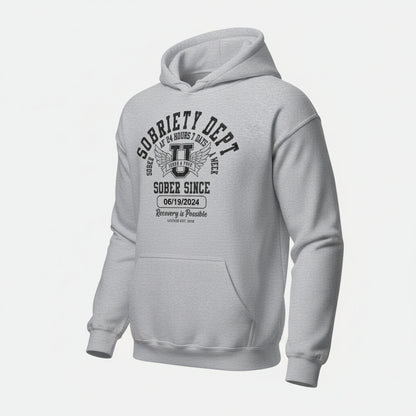 Recovery Hoodie | Sobriety Dept Hoodie with Custom Sobriety Date