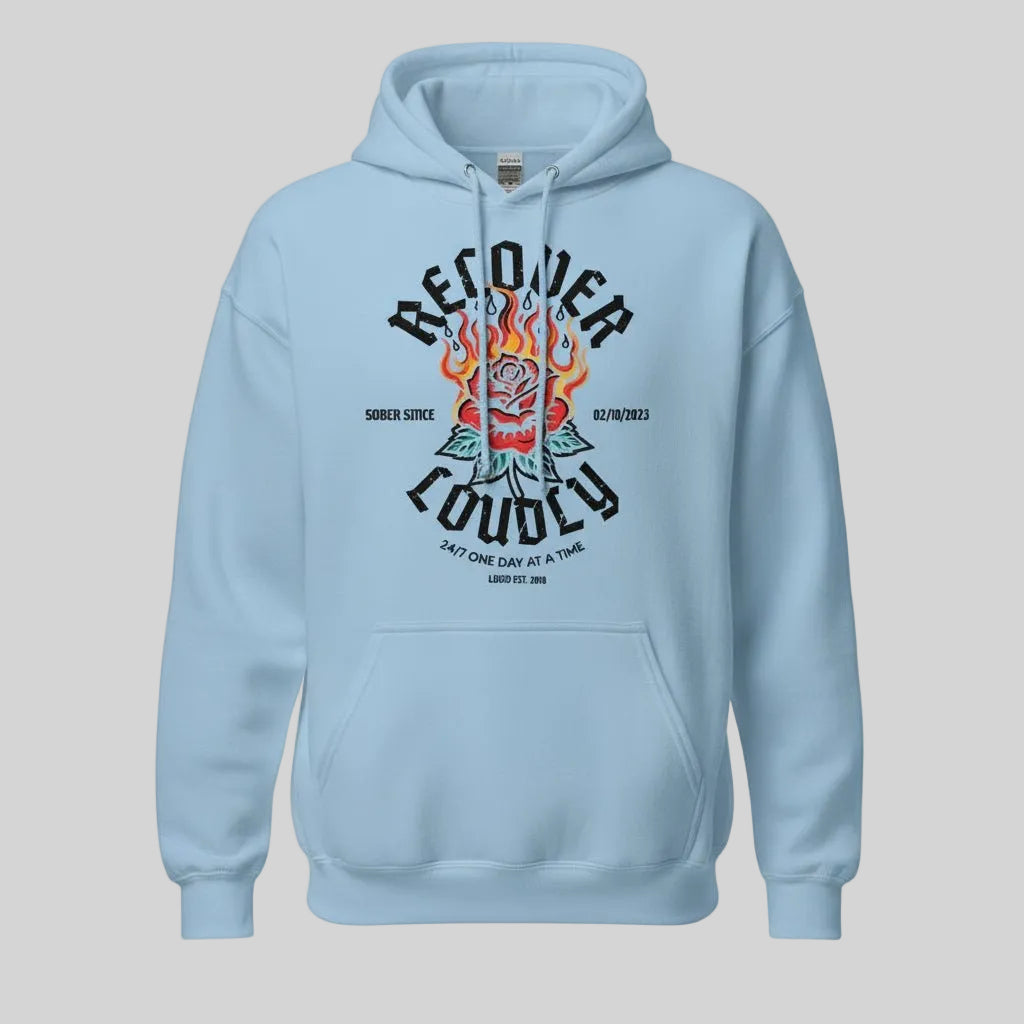 Recovery Hoodie | Recover Loudly Custom Sobriety Date Unisex Hoodie