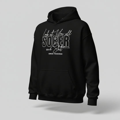 Look at You Sober and Sh*t Recovery Hoodie close-up view (view 12)