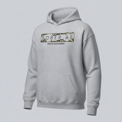 Recovery Hoodie | Men's Sober AF Camo Hoodie with Custom Sober Date