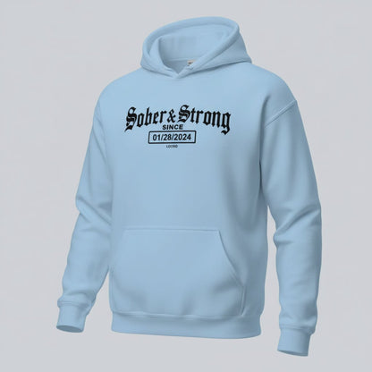 Recovery Hoodie | Women’s Old School Sober & Strong Hoodie with Custom Date