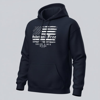 Recovery Hoodie | Sober and Free Custom Sobriety Date Hoodie