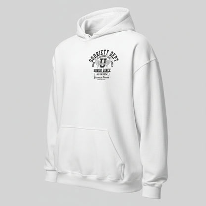 Sobriety Dept Recovery Hoodie fit detail (view 19)
