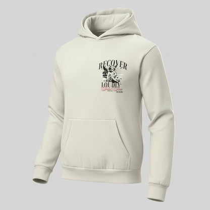 Cream Recover Loudly | Front & Back Print Sober Hoodie Limited Edition