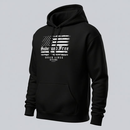 Recovery Hoodie | Sober and Free Custom Sobriety Date Hoodie