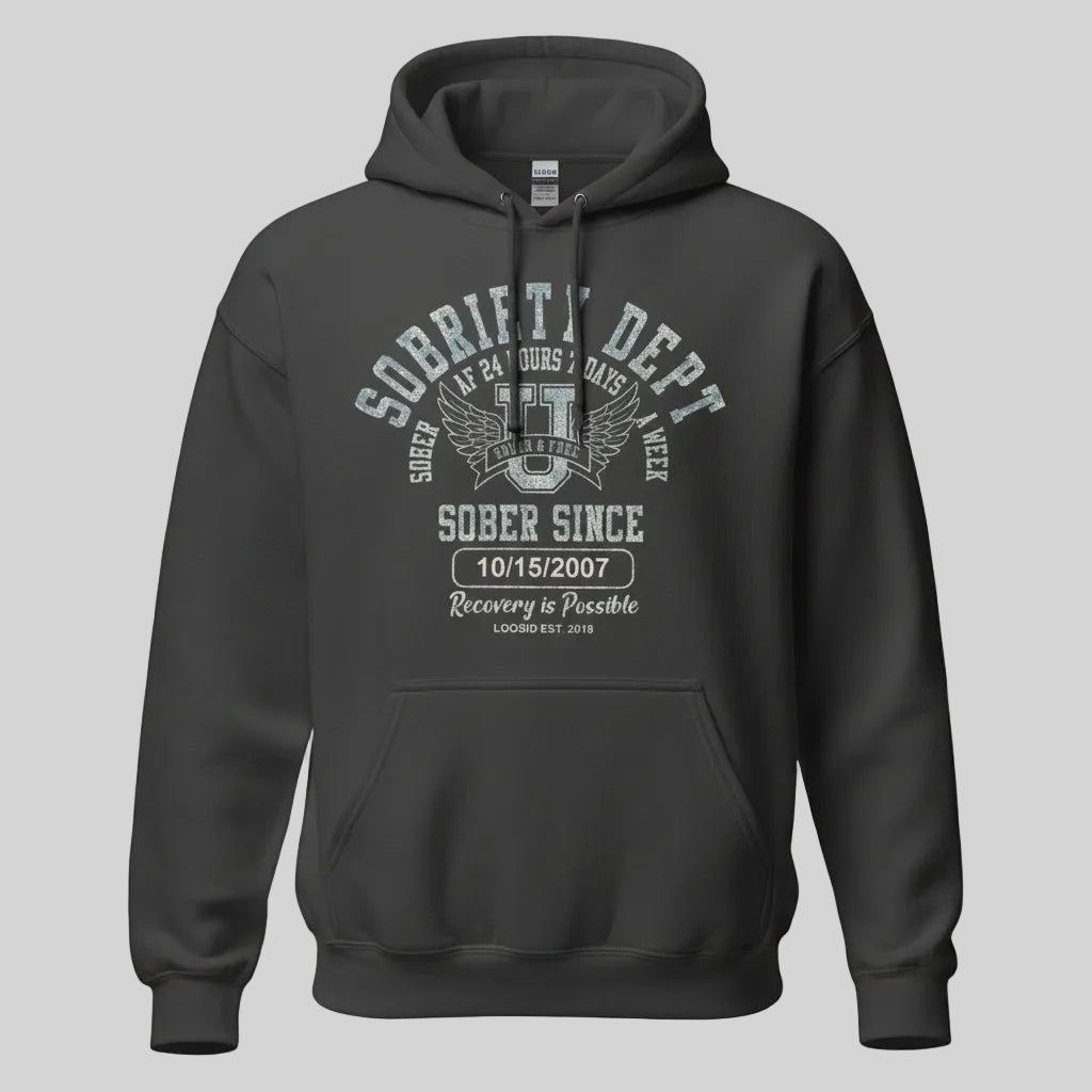 Recovery Hoodie | Sobriety Dept Unisex Hoodie with Custom Sobriety Date