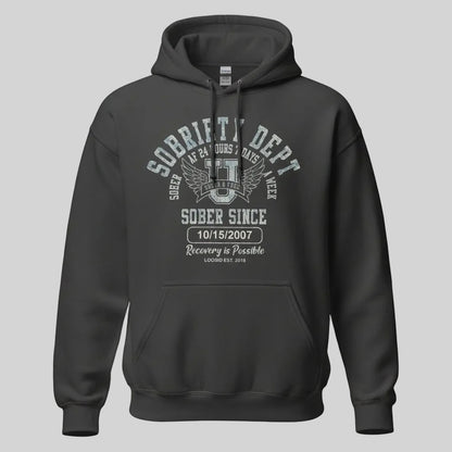 Recovery Hoodie | Sobriety Dept Unisex Hoodie with Custom Sobriety Date