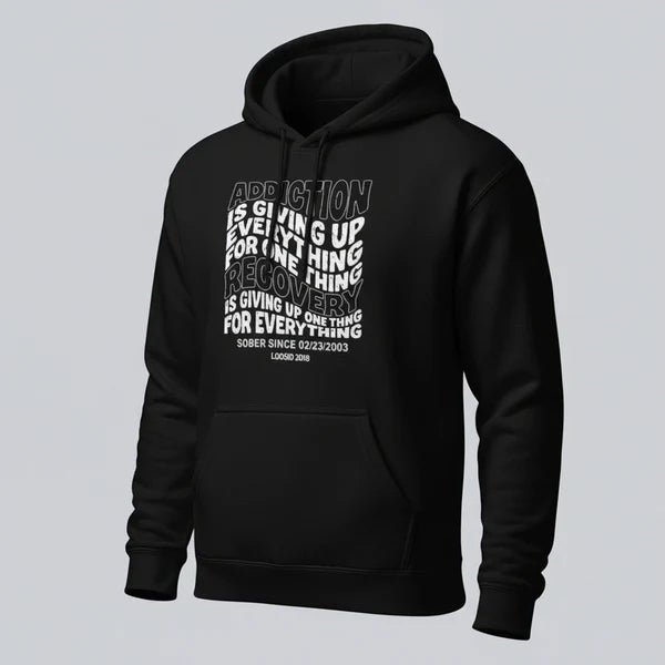 Addiction is Giving up Recovery Hoodie graphic detail (view 4)