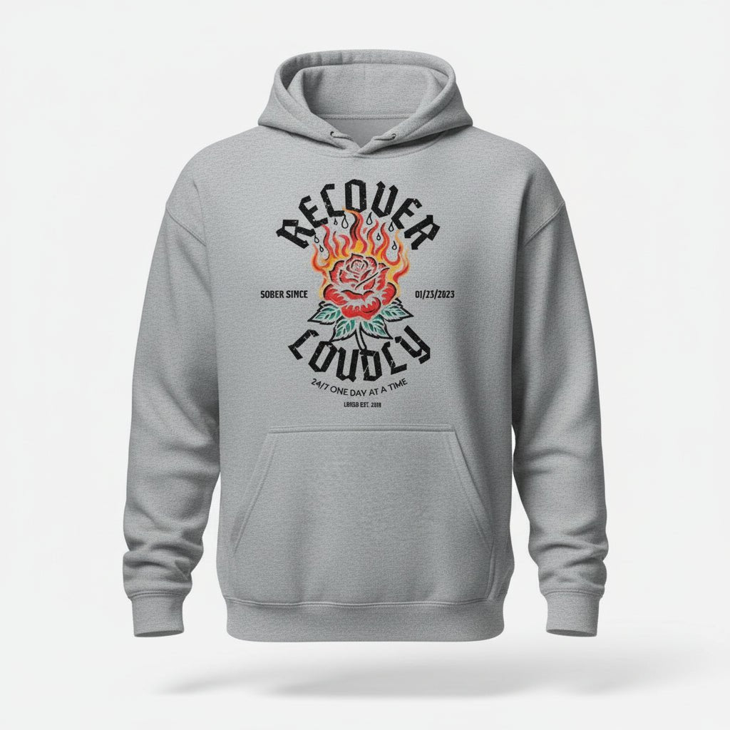 Recovery Hoodie | Recover Loudly Custom Sobriety Date Unisex Hoodie