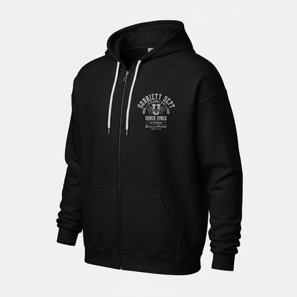Sobriety Dept Zip Recovery Hoodie graphic detail (view 4)