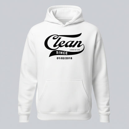 Recovery Hoodie | Men's Clean Since Hoodie with Custom Sobriety Date