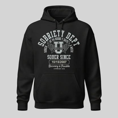 Recovery Hoodie | Sobriety Dept Unisex Hoodie with Custom Sobriety Date