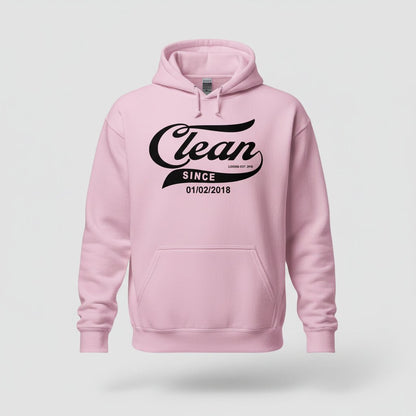 Clean Since Hoodie with Date Recovery Hoodie flat lay styled image (view 53)