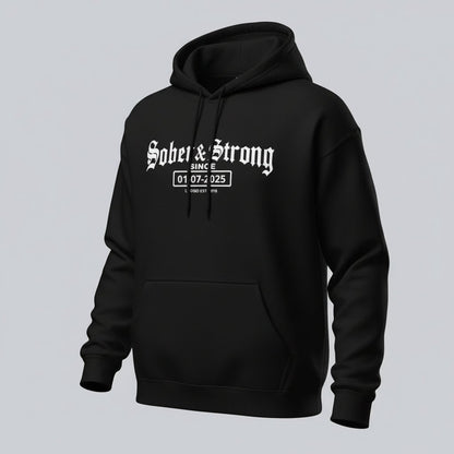 Recovery Hoodie | Women’s Old School Sober & Strong Hoodie with Custom Date