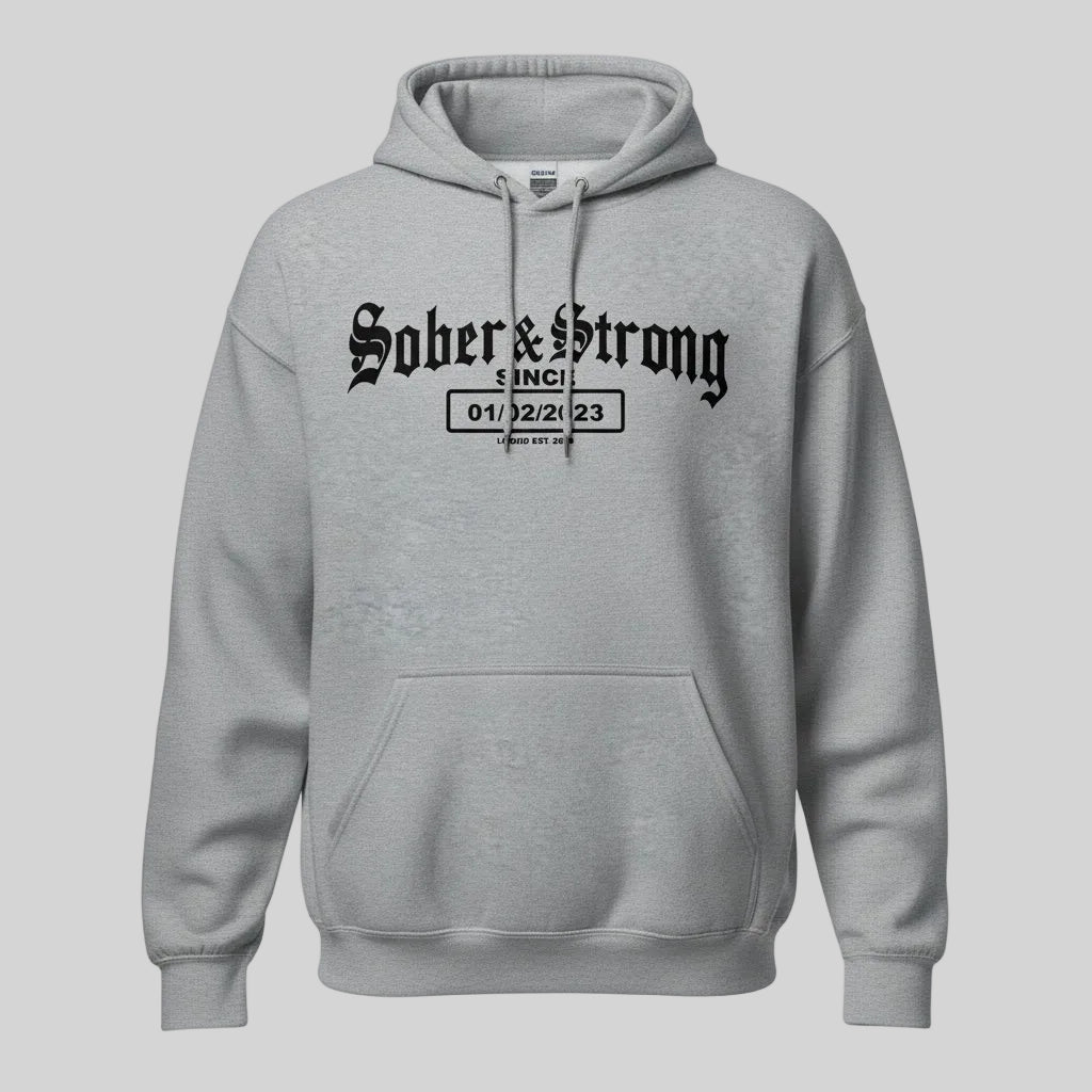 Recovery Hoodie | Unisex Old School Sober Hoodie with Custom Date