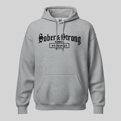 Recovery Hoodie | Men's Sober & Strong Old School with Custom Date