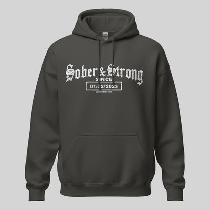 Recovery Hoodie | Men's Sober & Strong Old School with Custom Date