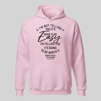 I'm Not Telling Custom Sobriety Date Recovery Hoodie side view (view 36)