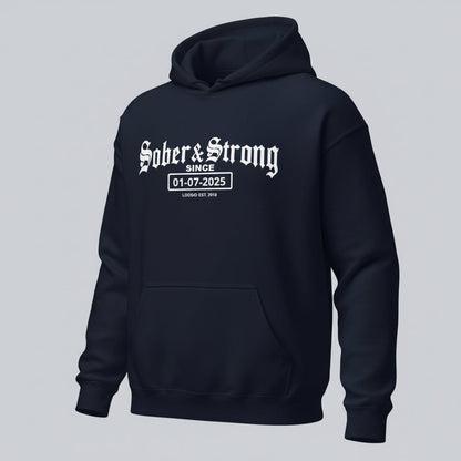 Recovery Hoodie | Women’s Old School Sober & Strong Hoodie with Custom Date