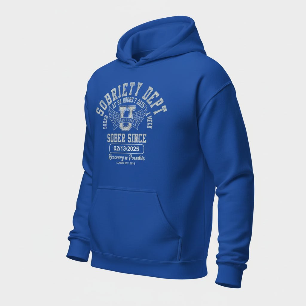 Recovery Hoodie | Sobriety Dept Hoodie with Custom Sobriety Date