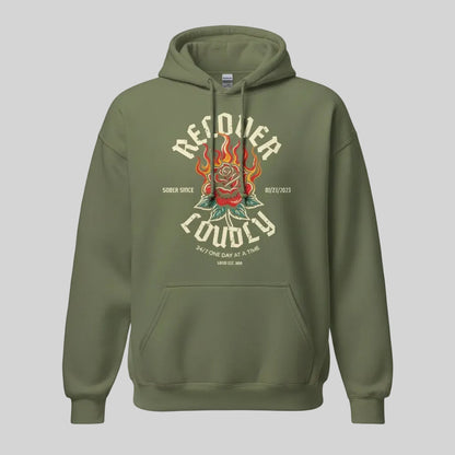 Recovery Hoodie | Recover Loudly Custom Sobriety Date Unisex Hoodie
