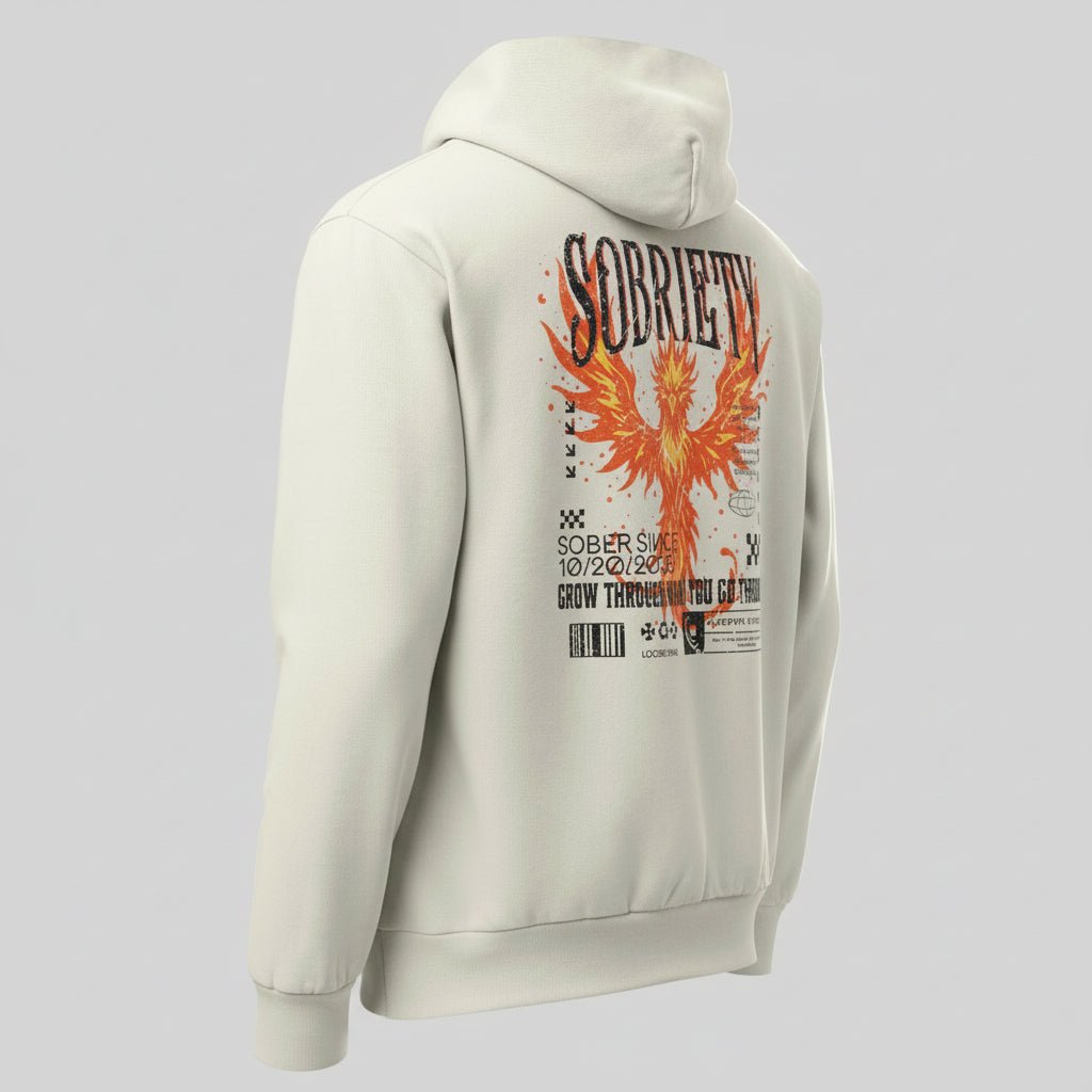 Cream Phoenix Reborn | Front & Back Print Sober Hoodie Limited Edition