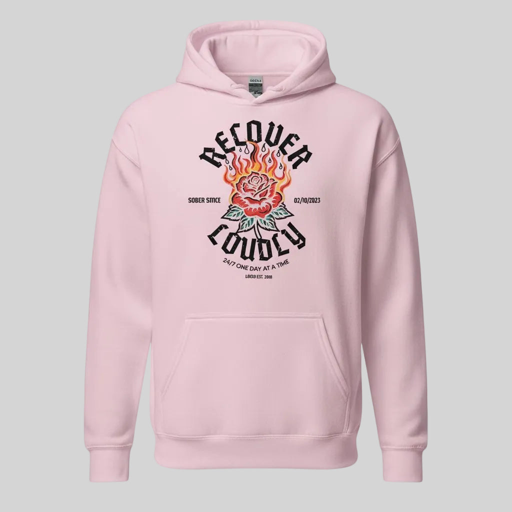 Recovery Hoodie | Recover Loudly Custom Sobriety Date Unisex Hoodie
