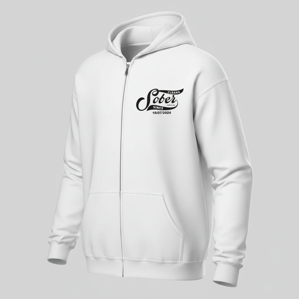 Sober Since Recovery Hoodie fit detail (view 19)
