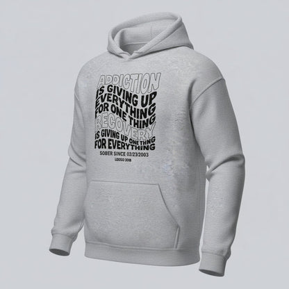 Addiction is Giving up Recovery Hoodie close-up view (view 12)