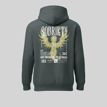 Navy Phoenix Reborn Recovery Front & Back Print Hoodie Limited Edition | Sober Hoodie