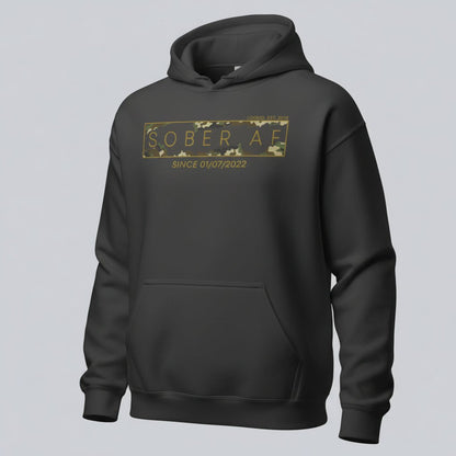 Recovery Hoodie | Men's Sober AF Camo Hoodie with Custom Sober Date