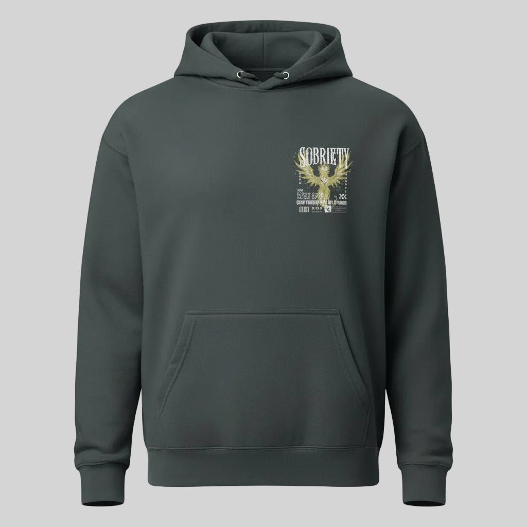 Navy Phoenix Reborn Recovery Front & Back Print Hoodie Limited Edition | Sober Hoodie