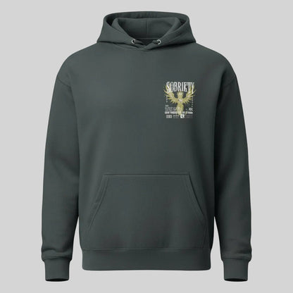 Navy Phoenix Reborn Recovery Front & Back Print Hoodie Limited Edition | Sober Hoodie