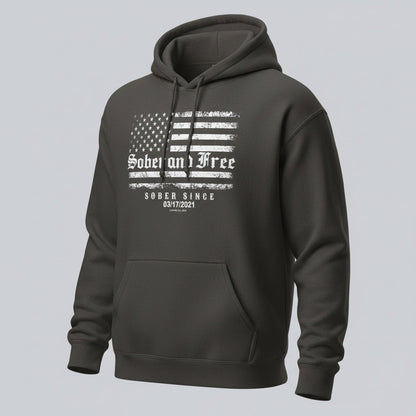 Recovery Hoodie | Sober and Free Custom Sobriety Date Hoodie