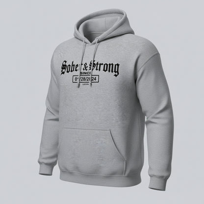 Recovery Hoodie | Women’s Old School Sober & Strong Hoodie with Custom Date