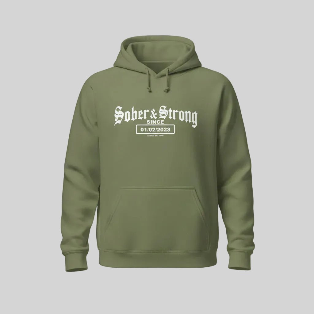 Recovery Hoodie | Men's Sober & Strong Old School with Custom Date