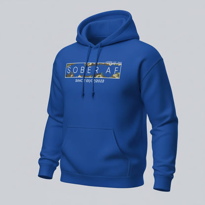 Recovery Hoodie | Men's Sober AF Camo Hoodie with Custom Sober Date