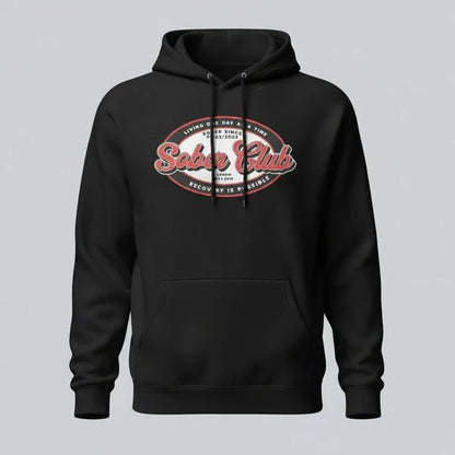 Sober Club Badge Unisex Hoodie with Custom Sobriety Date