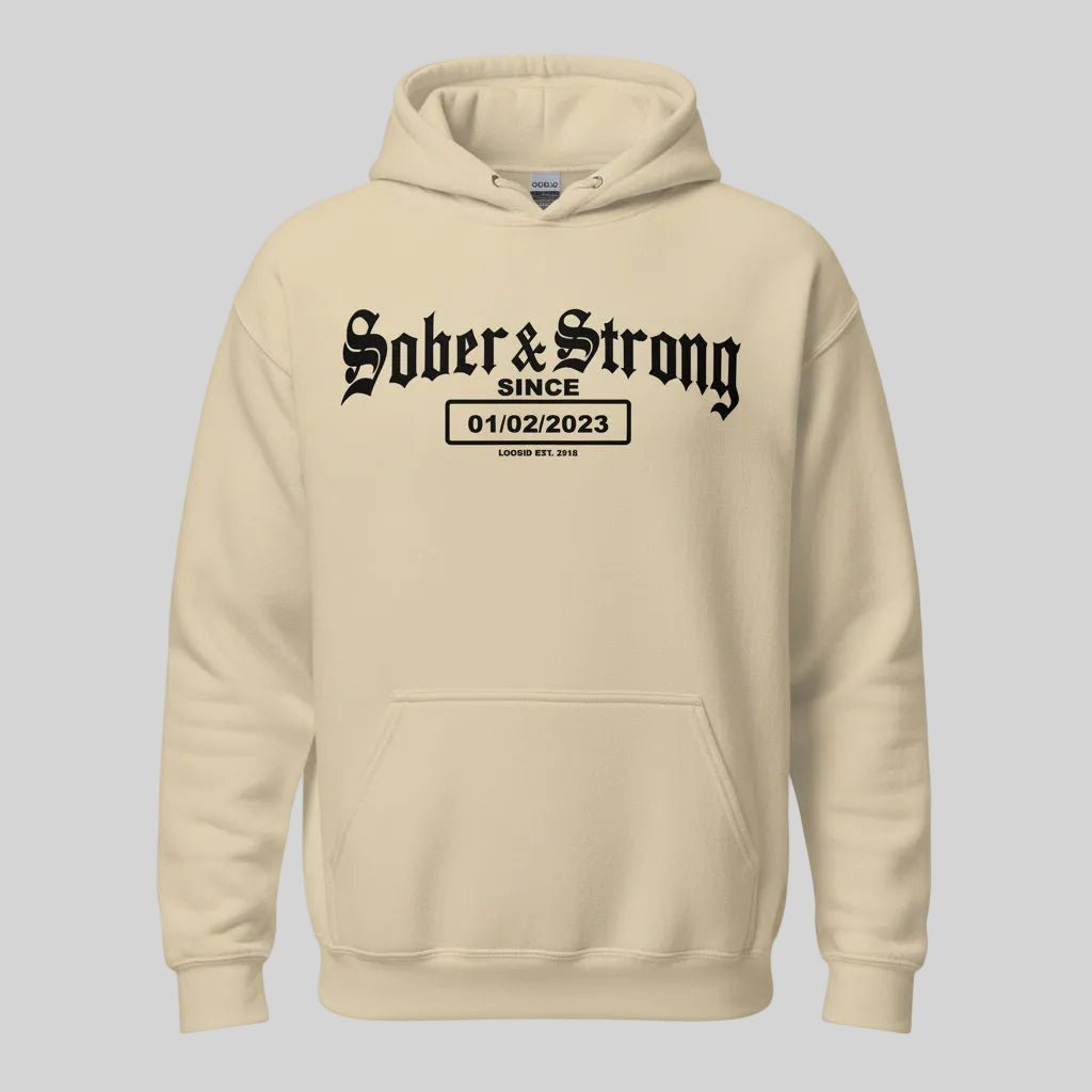 Recovery Hoodie | Men's Sober & Strong Old School with Custom Date