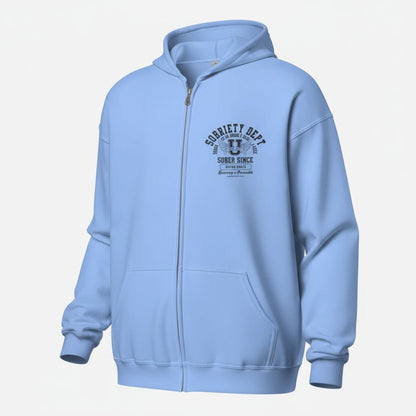 Recovery Hoodie | Sobriety Dept 24/7 Zip Hoodie with Custom Date