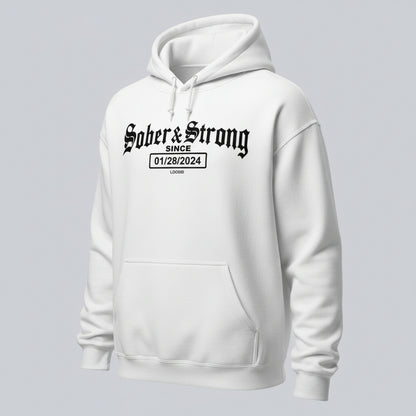 Recovery Hoodie | Women’s Old School Sober & Strong Hoodie with Custom Date