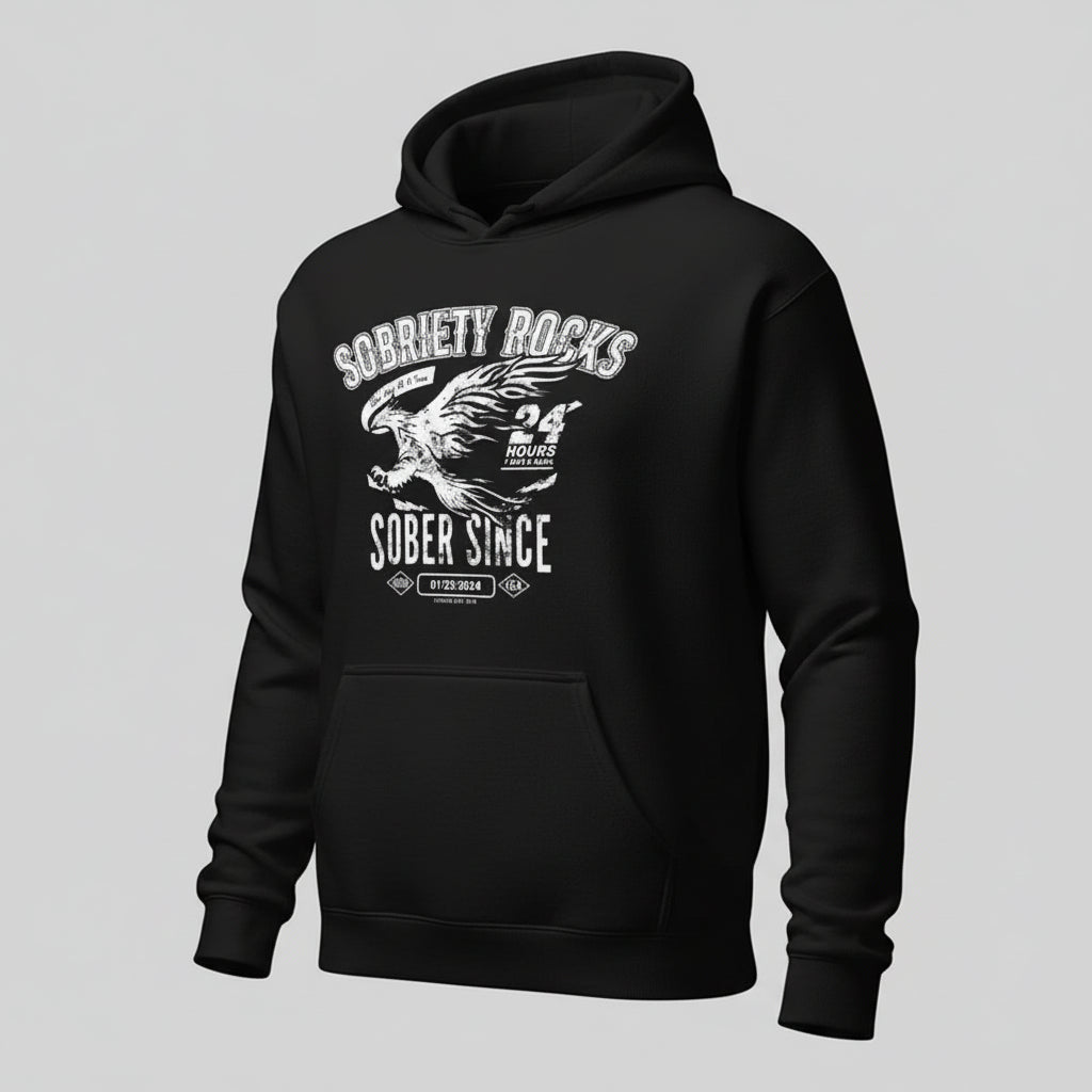 Sobriety Rocks | Women's Sober Since Hoodie with Custom Sobriety Date