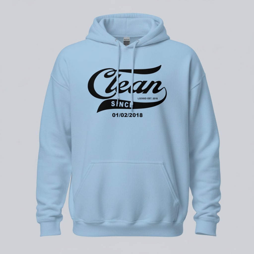 Recovery Hoodie | Men's Clean Since Hoodie with Custom Sobriety Date