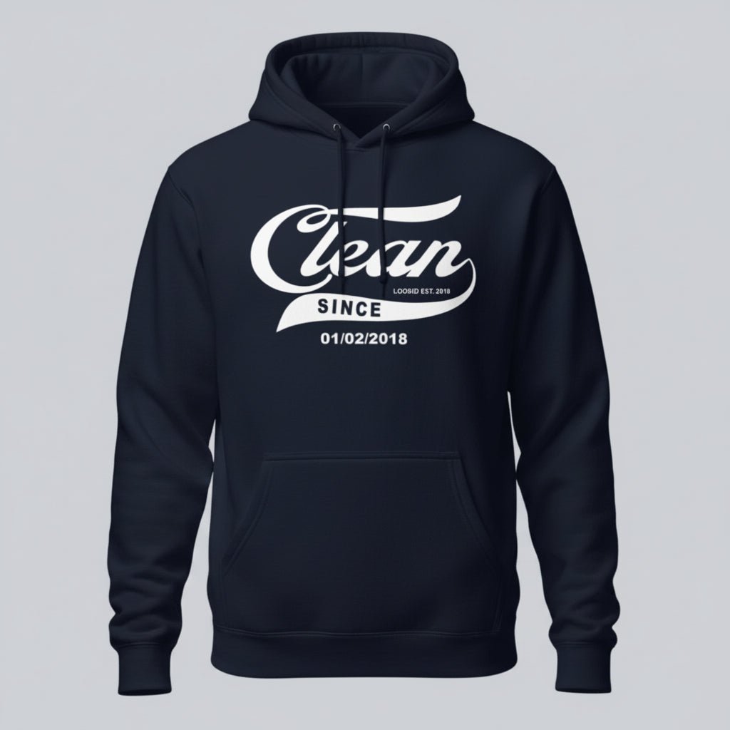 Recovery Hoodie | Men's Clean Since Hoodie with Custom Sobriety Date