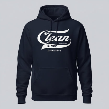 Recovery Hoodie | Men's Clean Since Hoodie with Custom Sobriety Date
