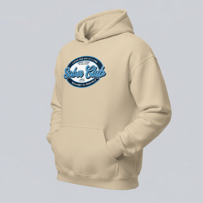 Sober Club Badge Unisex Hoodie with Custom Sobriety Date