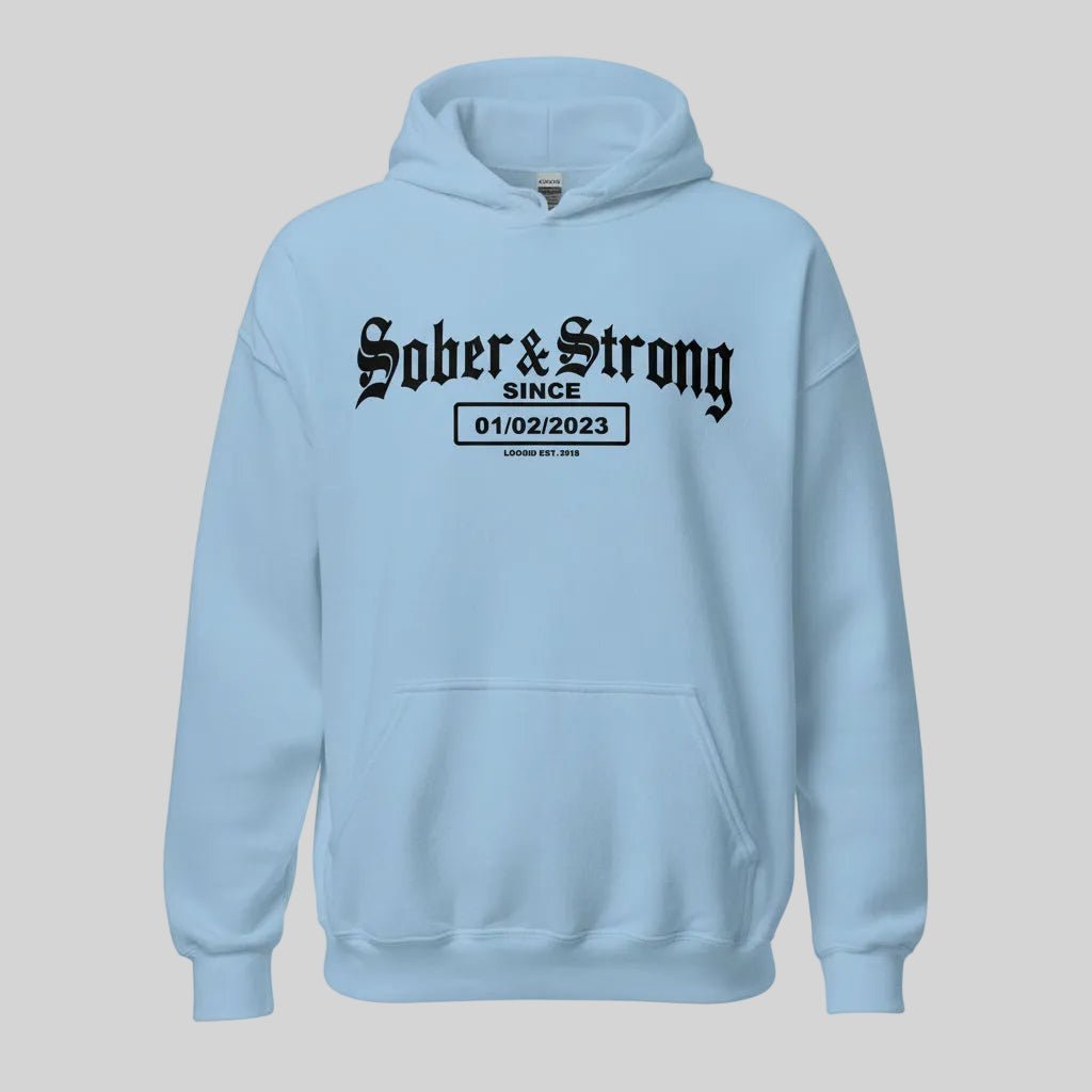 Recovery Hoodie | Men's Sober & Strong Old School with Custom Date