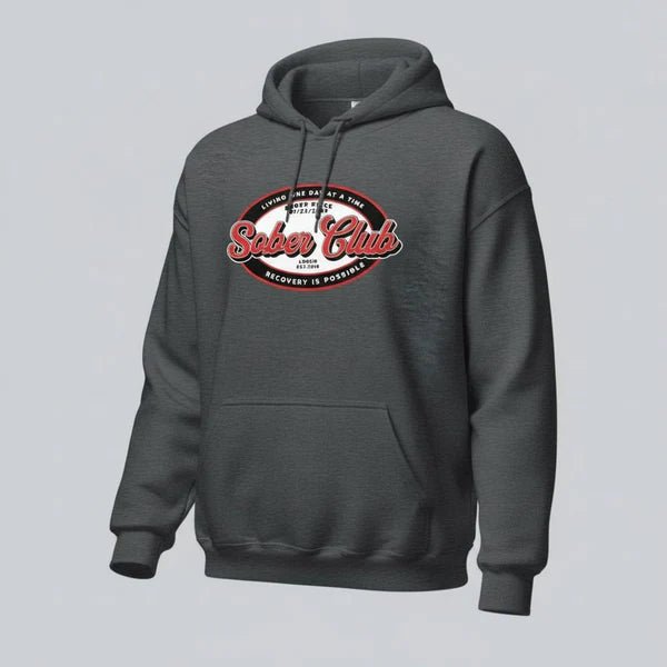 Sober Club Badge Unisex Hoodie with Custom Sobriety Date